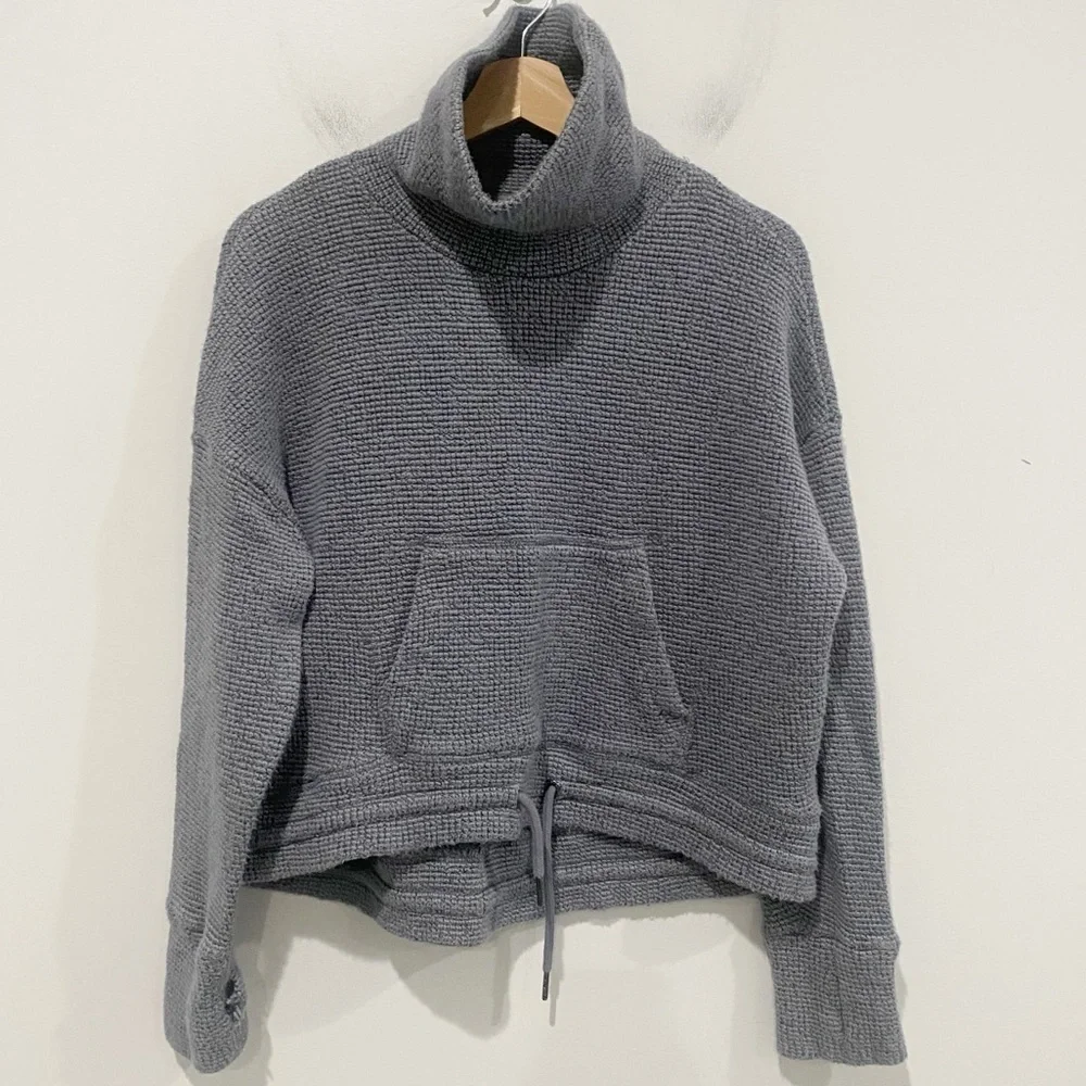 SWEATY BETTY Restful Boucle Grey Funnel Neck Sweatshirt Comfort Size Medium
